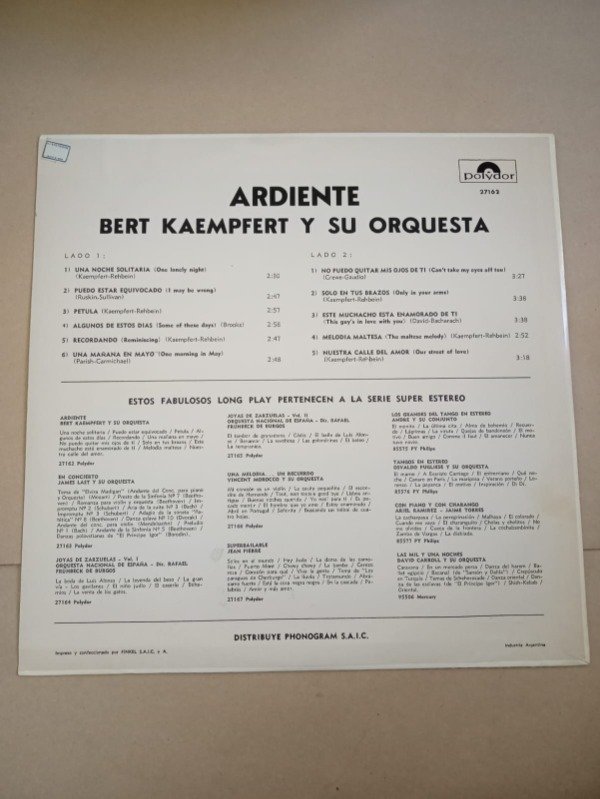 Producto - Ardiente - Bert Kaempfert y su orquesta - Polydor sin fechar - 1