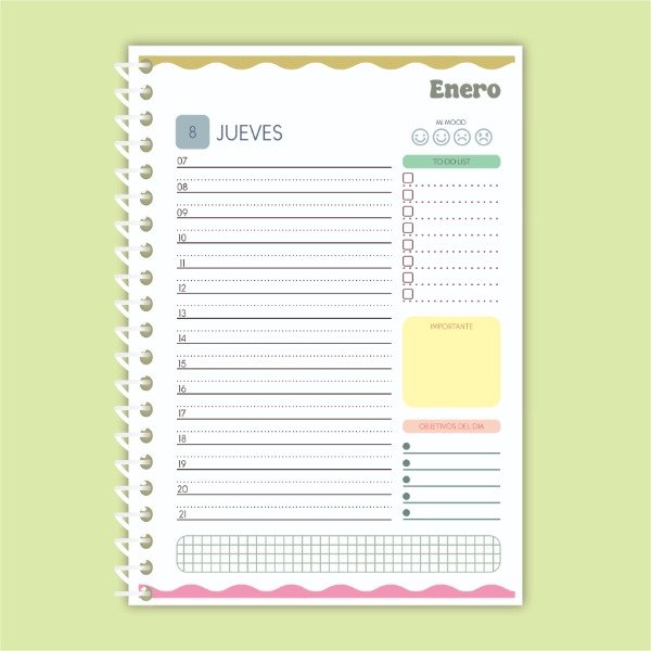 Producto - AGENDA AGENDA 2026 DIARIA - ONDA COLOR - ARCHIVO IMPRIMIBLE