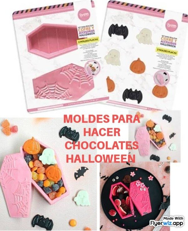 Producto - Molde ataúd con murciélagos para chocolates parpen miedo