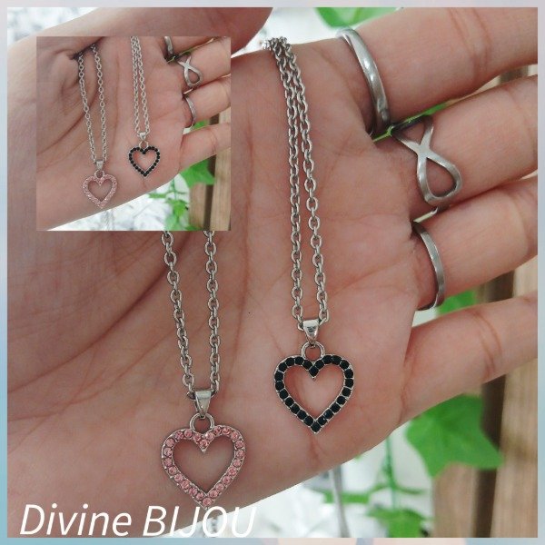 Producto - Collar corazón strass acero