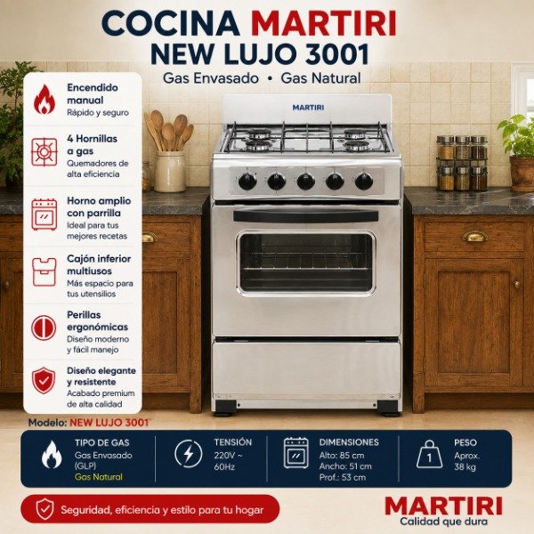 Producto - COCINA MARTIRI INOXIDABLE MULTIGAS