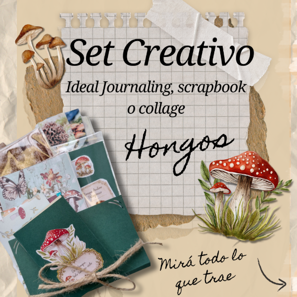 Producto - SET CREATIVO HONGOS- Ideal para Scrapbook, journaling o collage - 0