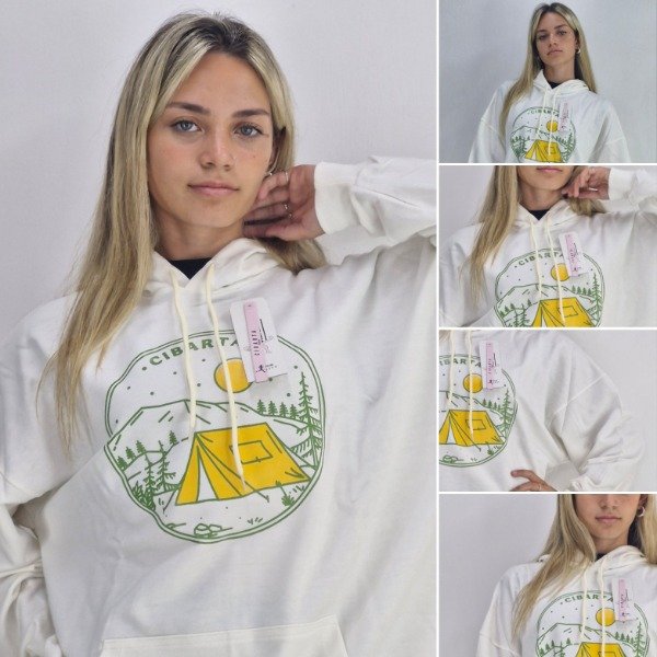 Producto - Canguro OVERSIZE Cibarta MOD CAMPING CREMA algodon Rustico