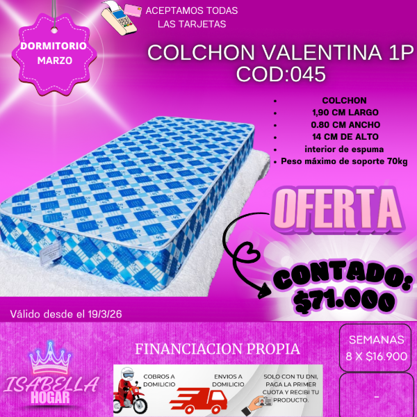 Producto - COLCHON VALENTINA 1P COD 045