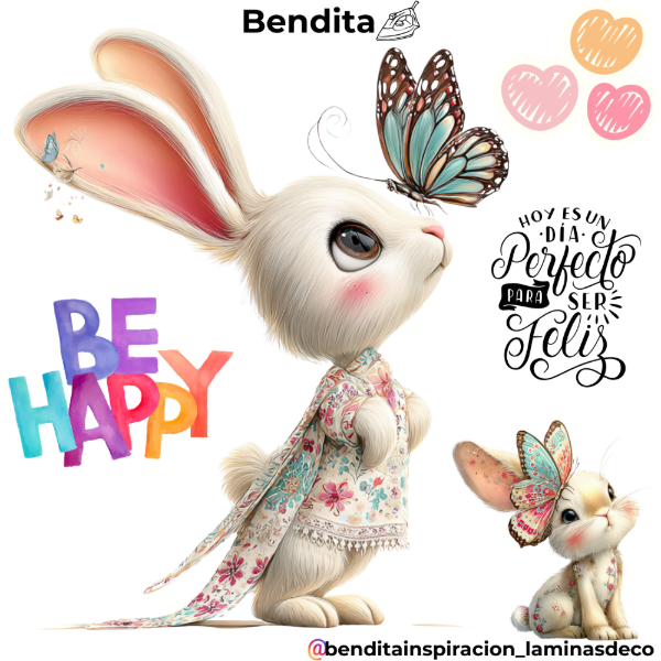Producto - Bendita Plancha Conejitos y mariposas