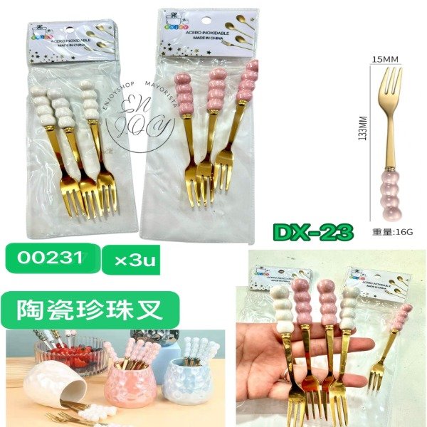 Producto - SET X3 Tenedores de cerámica de Perlas