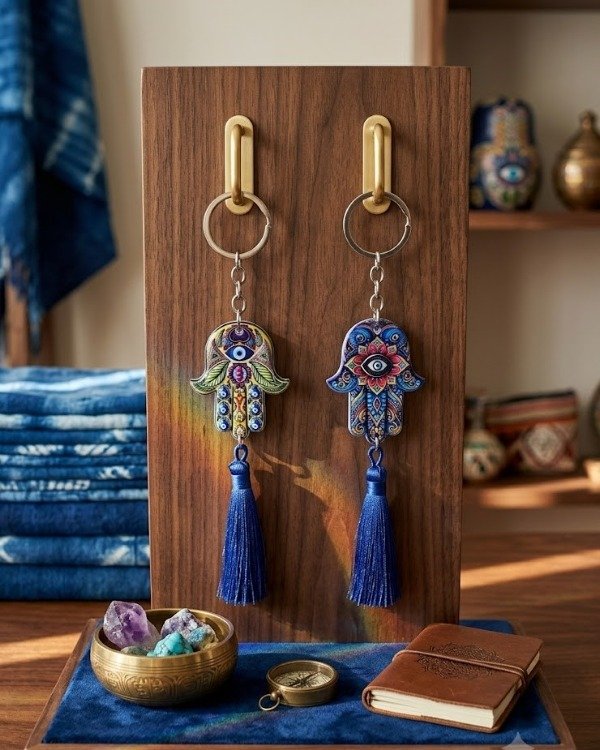 Producto - LLAVERO MANO HAMSA CON FLECOS