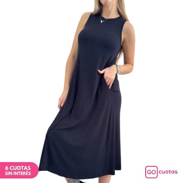 Producto - Vestido musculosa morley Premium con bolsillo Black