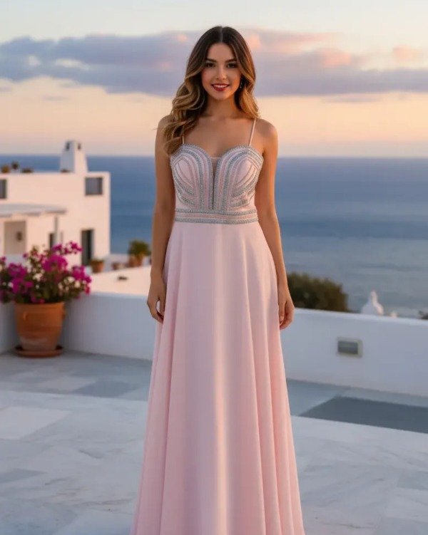 Vestido de ensueño con escote corazón y brillo — imagen 3