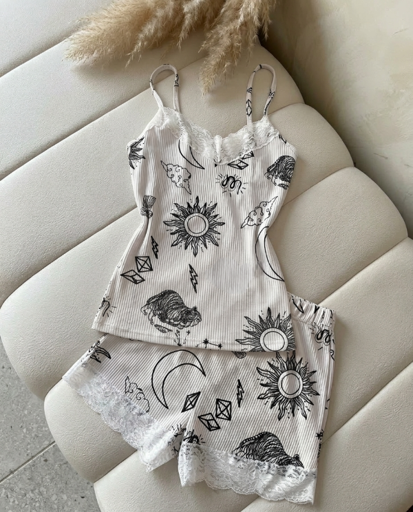 Producto - Pijama morley con puntilla - Dibujos