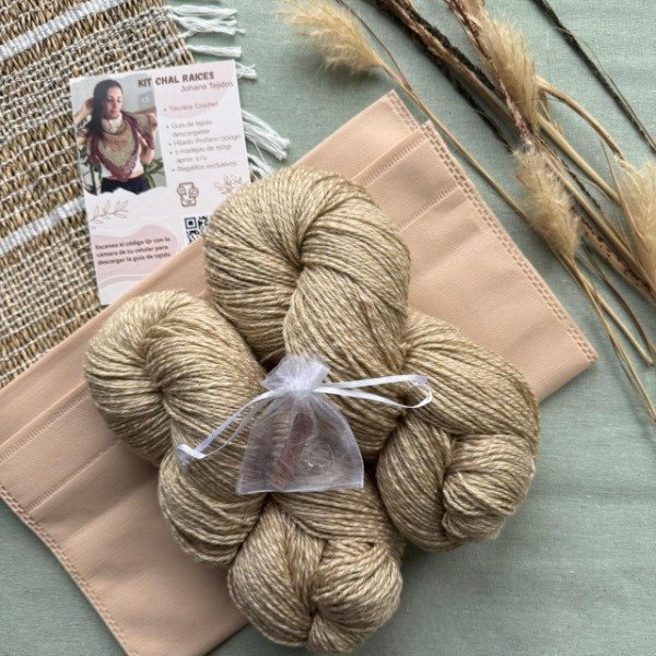 Producto - Kit Chal Raíces - Color liso - Arena