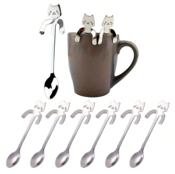Producto - Set de cucharas x6. Diseño de gatito.