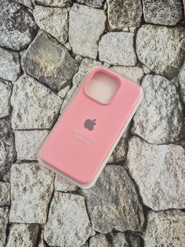 Producto - Funda silicone con logo Iphone 15 Pro rosa