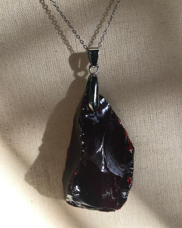 Producto - COLGANTE ANDARA EN BRUTO ROJO GRANATE PLATA 925 - 1