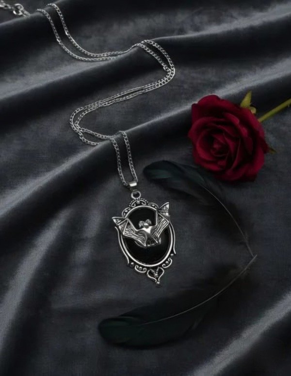 Producto - Collar Camafeo Murciélago Negro - 0