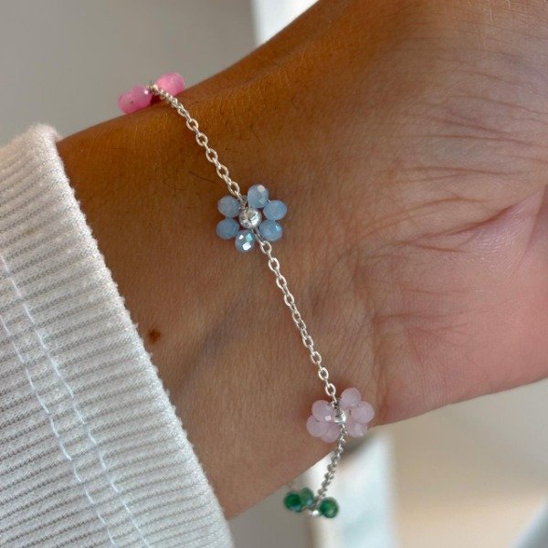 Producto - Pulsera con florcitas cristal (cod.817)