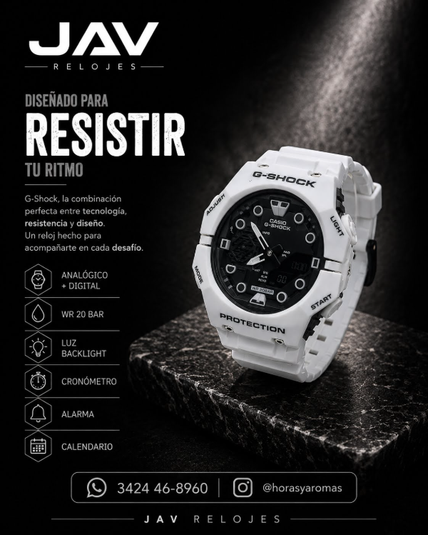 Producto - Reloj Modelo G-Shock Blanco Mov Automatico - Hombre Deportivo Anadigi