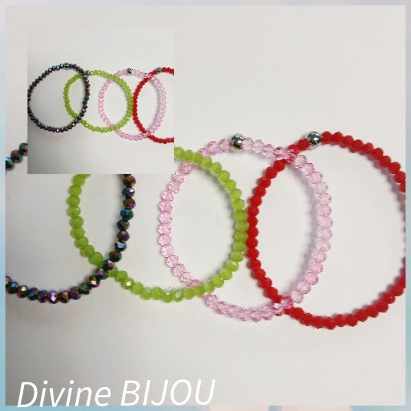 Producto - 4 pulseras elásticas de cristales y acero