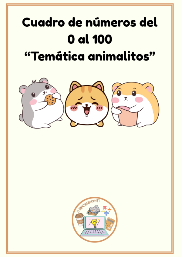 Producto - Cuadro de números del 0 al 100: " Animales"