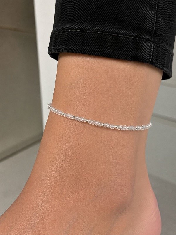 Producto - Tobillera cristal transparente y plata 925