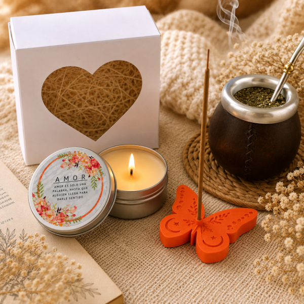 Producto - Box Mariposa con Porta Sahumerio y Vela Aromática Amor