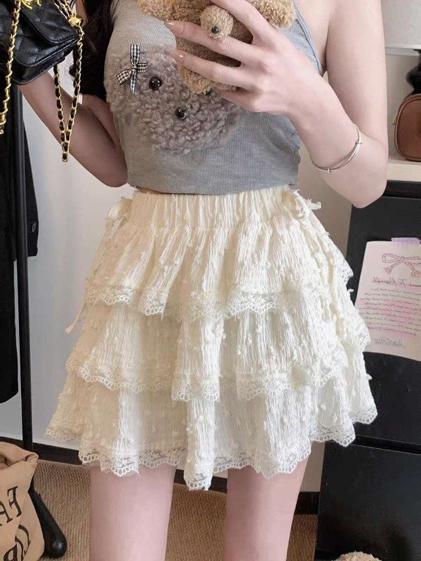 Producto - Pollera con volados beige