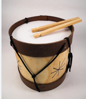 Producto - Tambor  criollo mediano de madera c/cuerina y 2 palillos de madera 31365