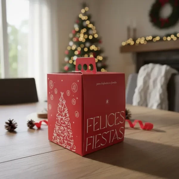 Producto - Caja para pan dulce MEDIO KILO diseño ROJO 15x15x18