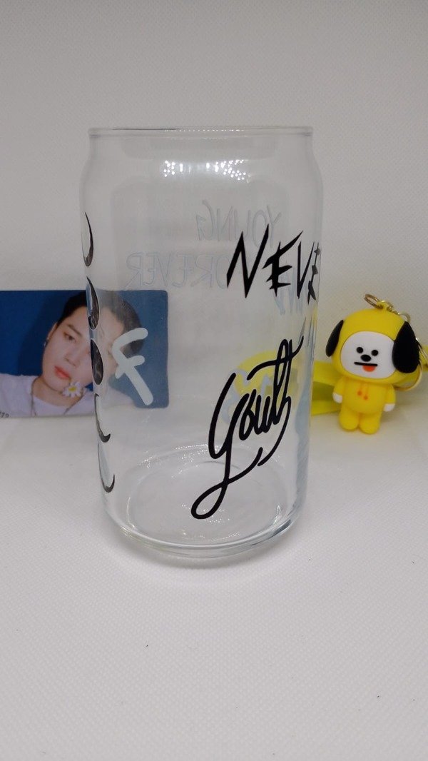 Producto - Vaso de vidrio  Jimin BTS Tatuajes