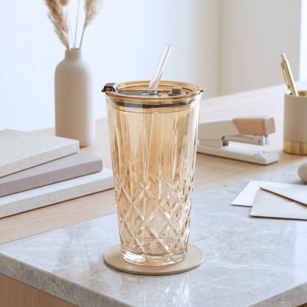 Producto - Vaso de vidrio ambar con sorbete