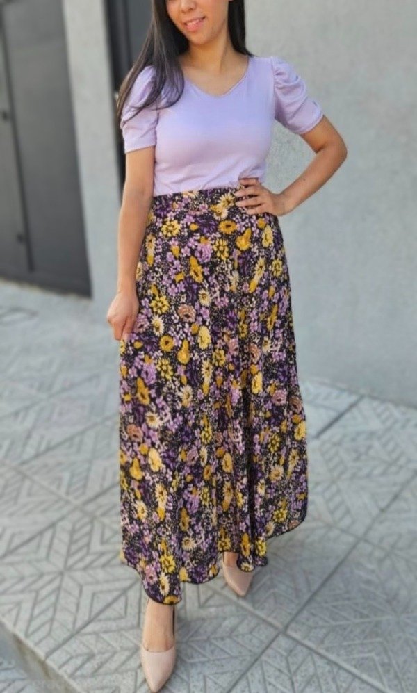 Producto - Maxifalda flores  (Talle S)