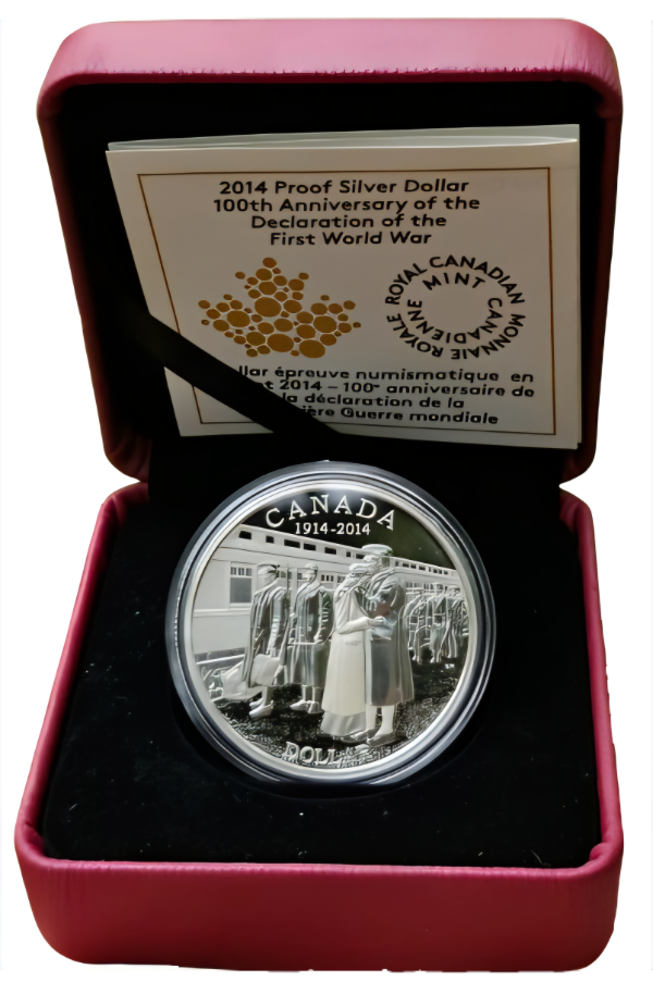 Producto - Canada 1 Dolar 2014 Primera Guerra Mundial "Despedida" Km#1586 Plata 999 Proof