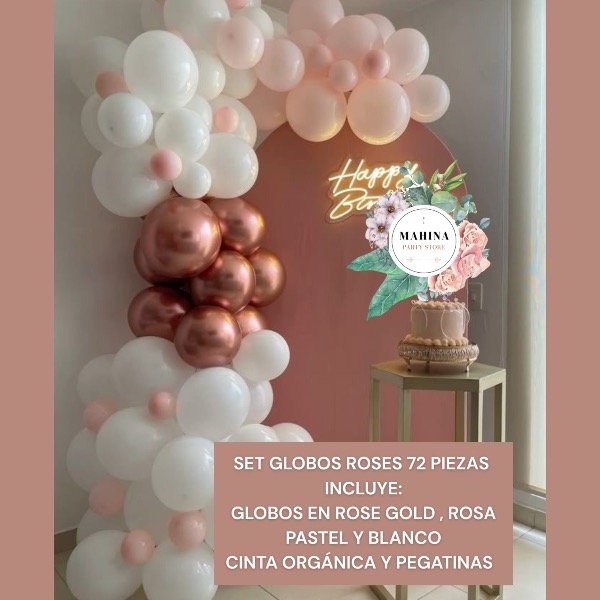 Producto - Set globos Rosas y blancos 72 piezas