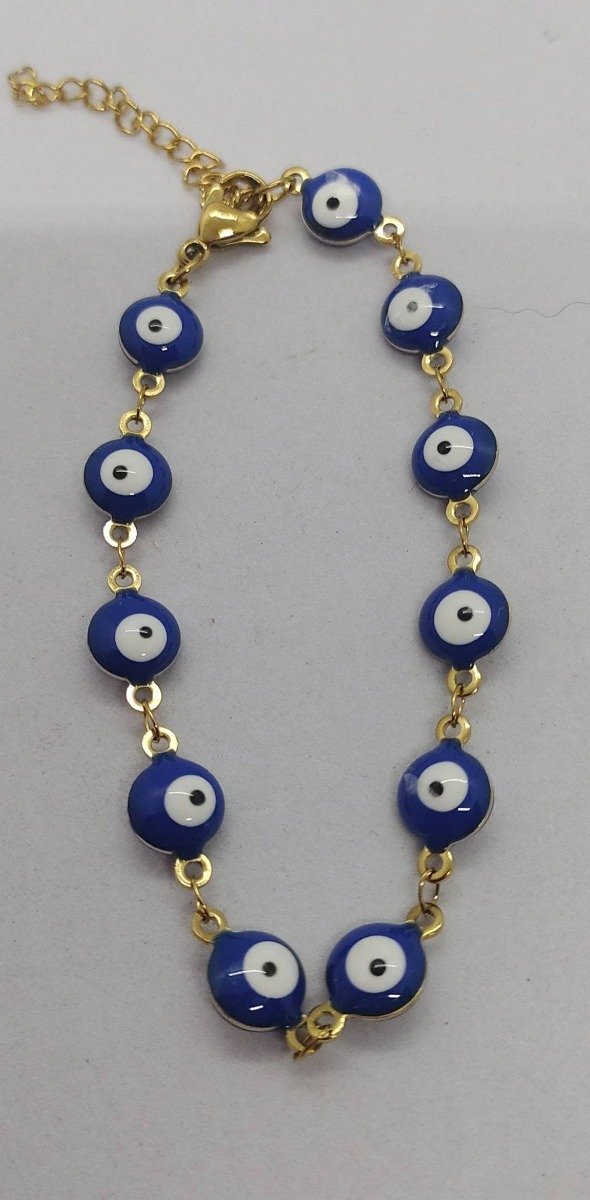 Producto - Pulsera de ojos turcos dorada