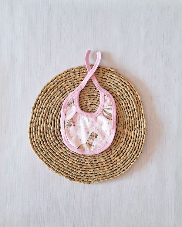 Producto - Babero RN Doble Algodón Osito Rosa