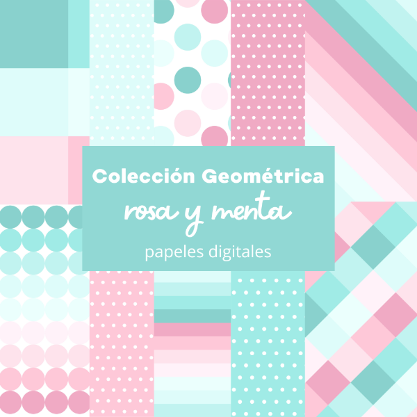 Producto - Colección geométrica - rosa y menta - Estampados coloridos - PA-GE06