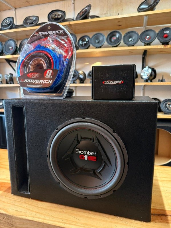 Producto - COMBO SUB 10" BOMBER 200RMS + POTE 400.4 SOUNDIGITAL + CABLES + CAJON MDF SLOT