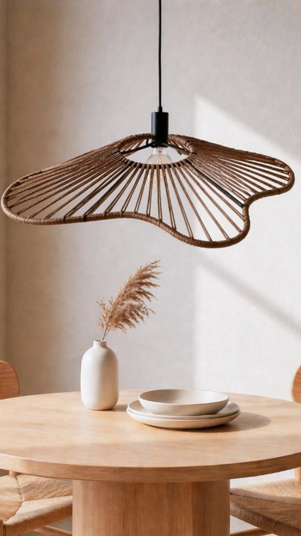 Producto - Lampara Flor soga pvc simil yute 70cm