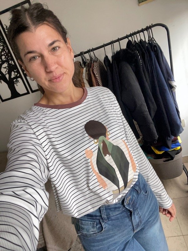Producto - Sweater rayado con estampa morley Zara