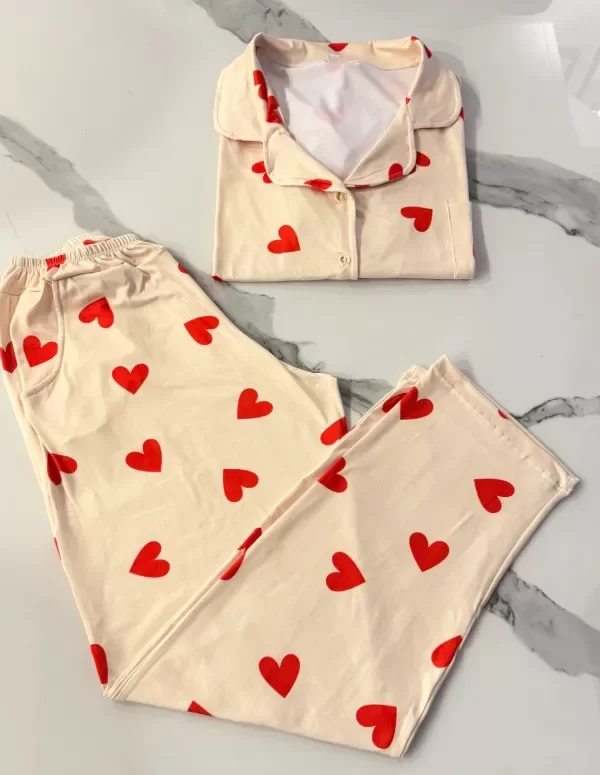 Producto - Camisero Corazones crema adultos manga corta - 1