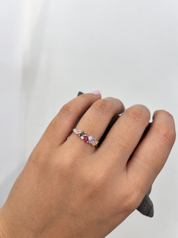 Producto - Anillo de plata 925 con piedras de colores variados