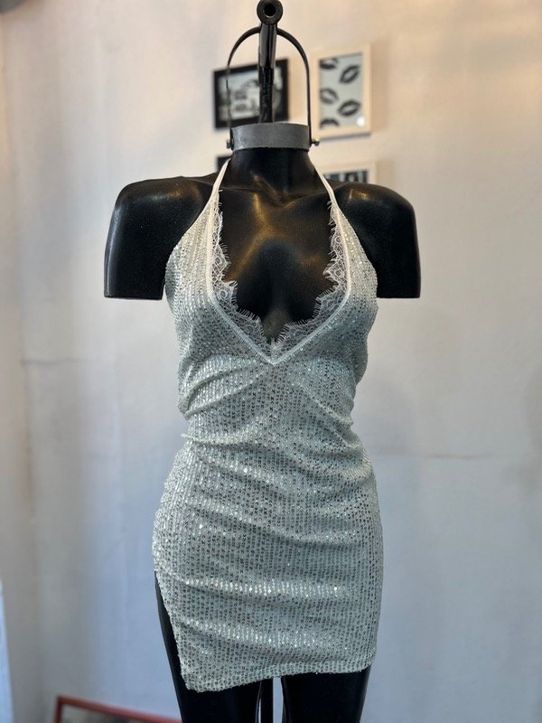 Producto - Vestido lentejuelas y encaje blanco