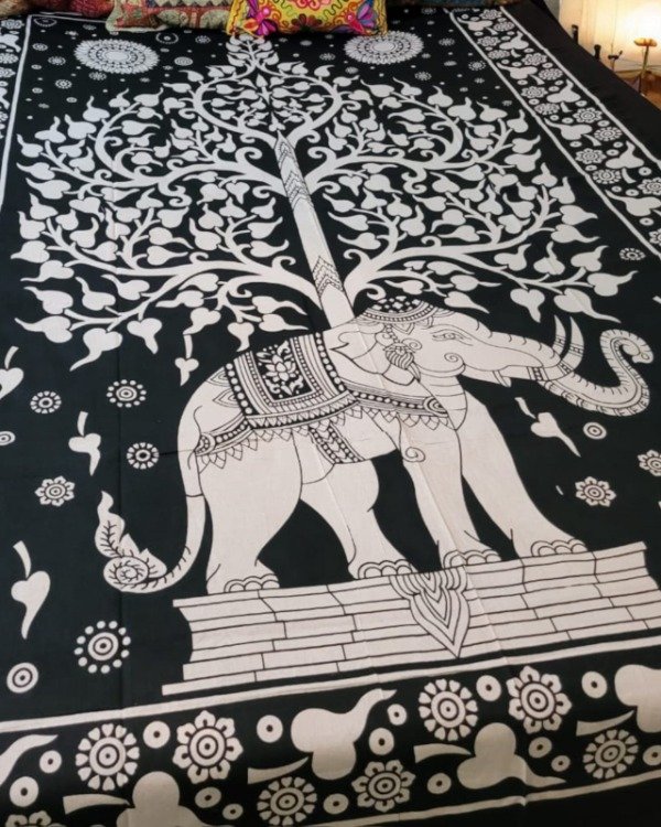 Producto - Manta Hindú de 1 Plazas y Media Algodón - OUTLET