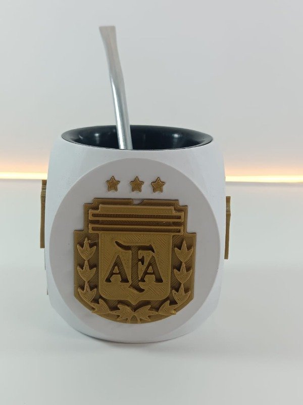 Producto - Mate de Messi - AFA 3 Estrellas - Color Blanco c/bombilla