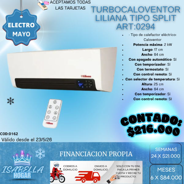 Producto - TURBOCALOVENTOR LILIANA TIPO SPLIT