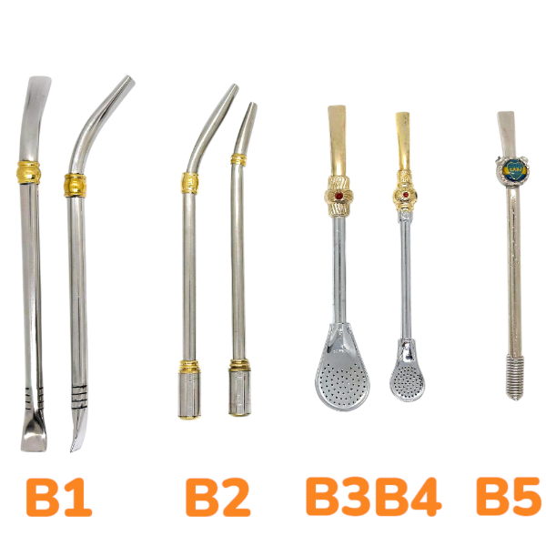 Producto - Bombilla Mate Color Plateado De Metal B1-B5