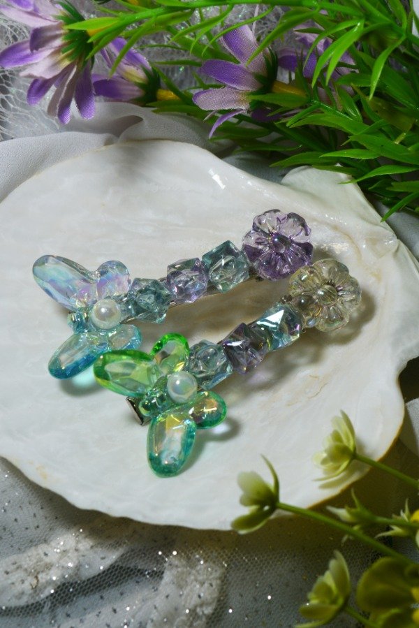 Producto - Par de Hebillas Mariposa brillos