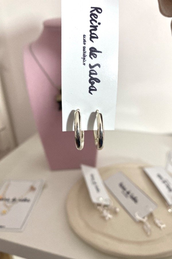 Producto - Argollas gruesas acero blanco 3cm