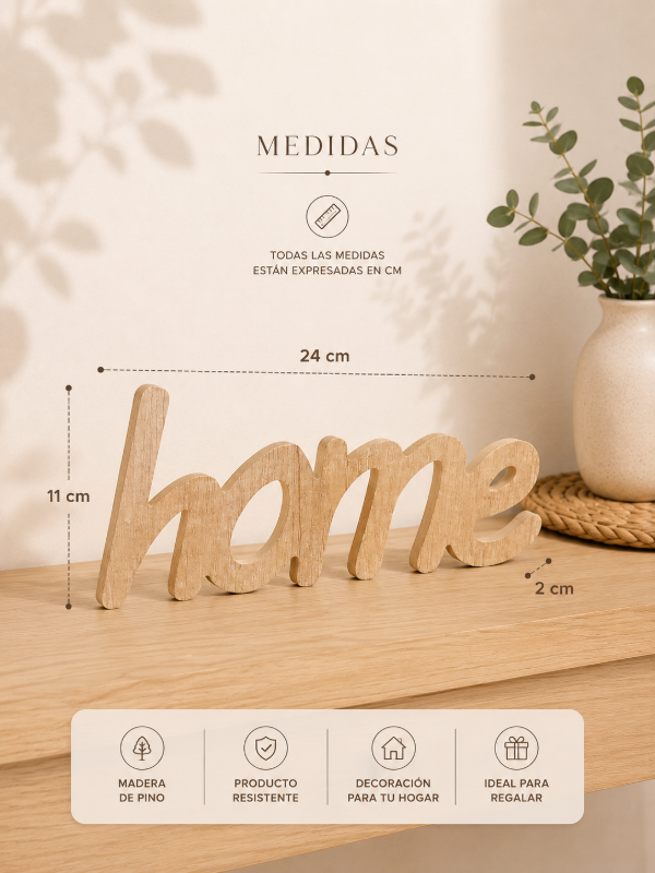 Producto - Palabra decorativa HOME color madera - 4