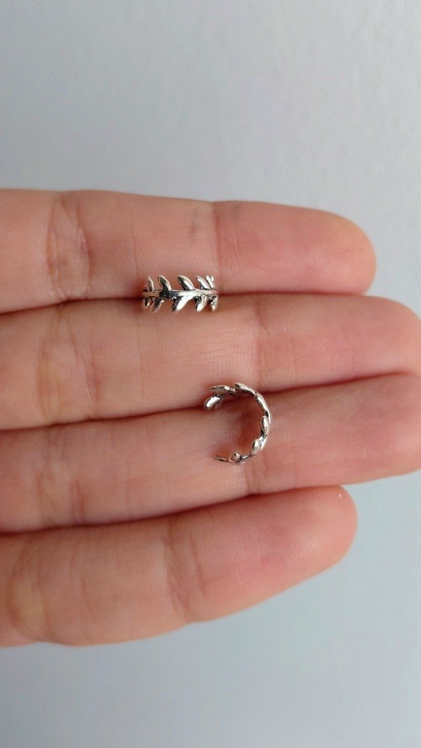 Producto - Aro de Plata Cuff a presión Espiga (unidad)